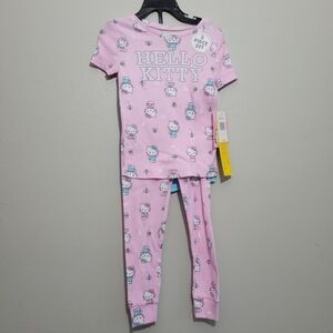 NWT 3 Pcs Hello Kitty Pink and White Kids Pajama Set